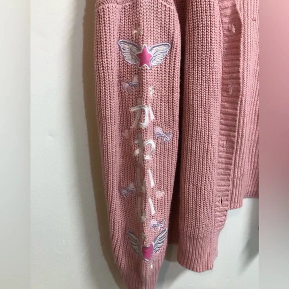 Hot Topic Pink Cardigan with Embroidered Details - Picture 2 of 3
